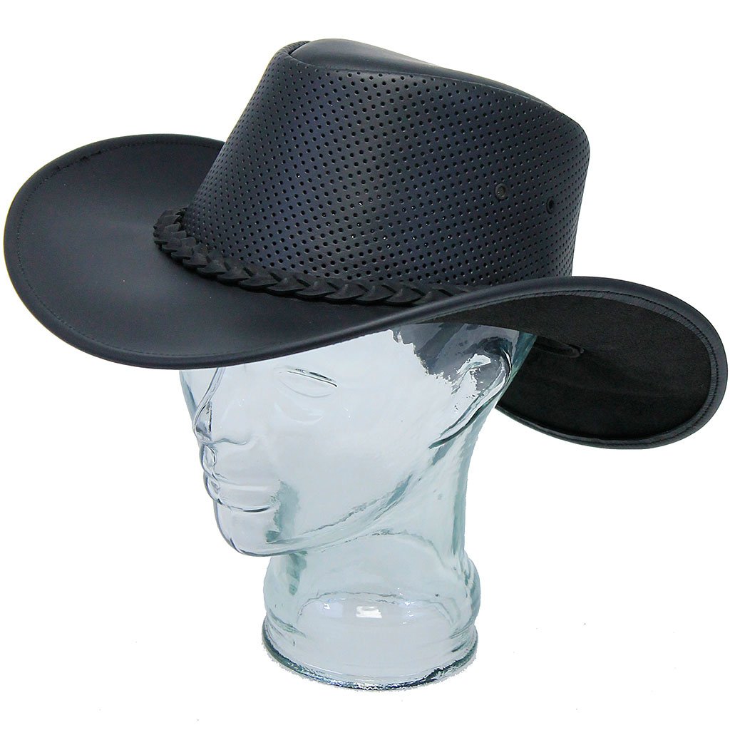 Black Perforated Leather Cowboy Hat #H92210VK