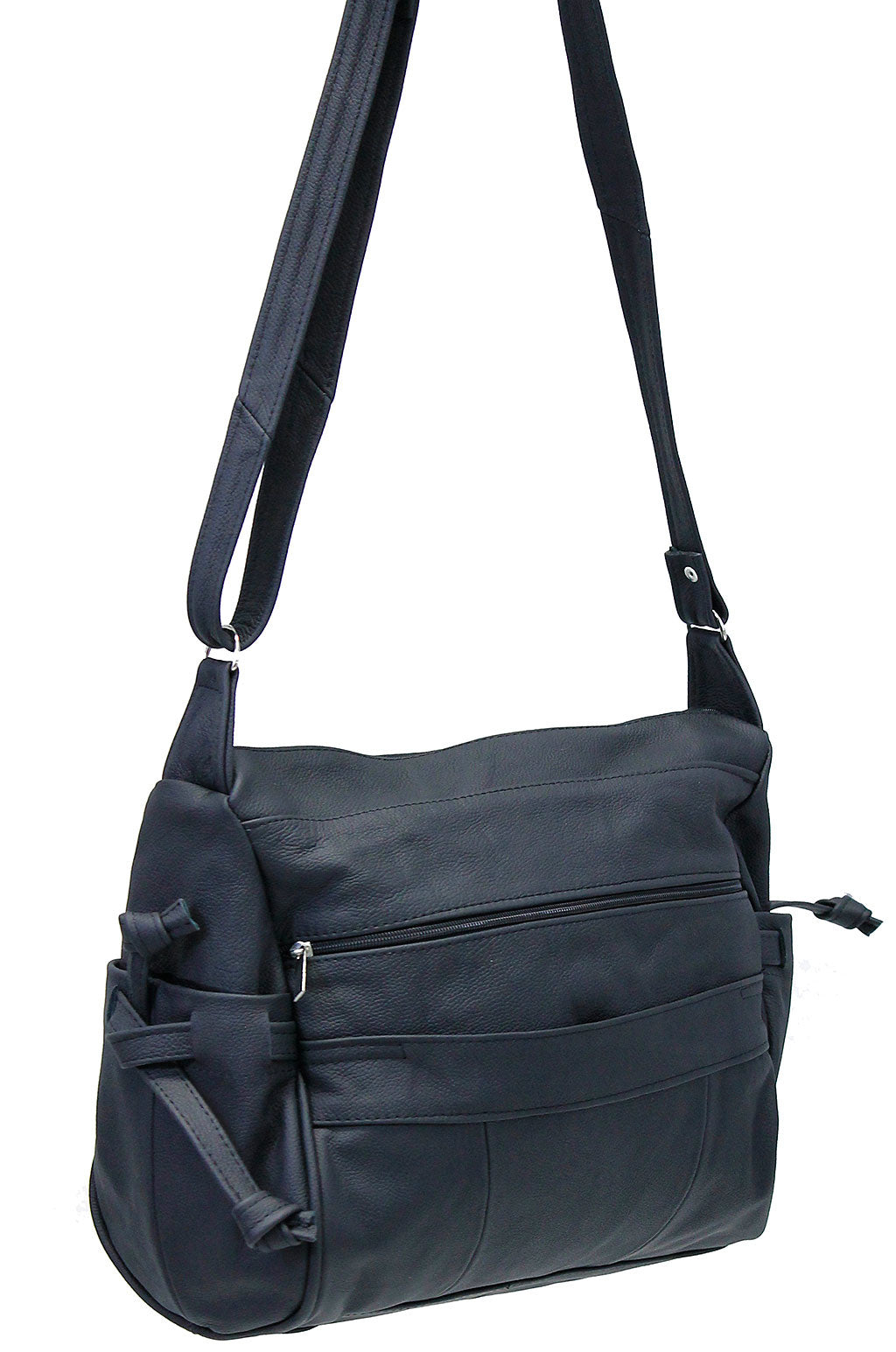 Extra Large Black Leather Purse w/Side Phone Pockets