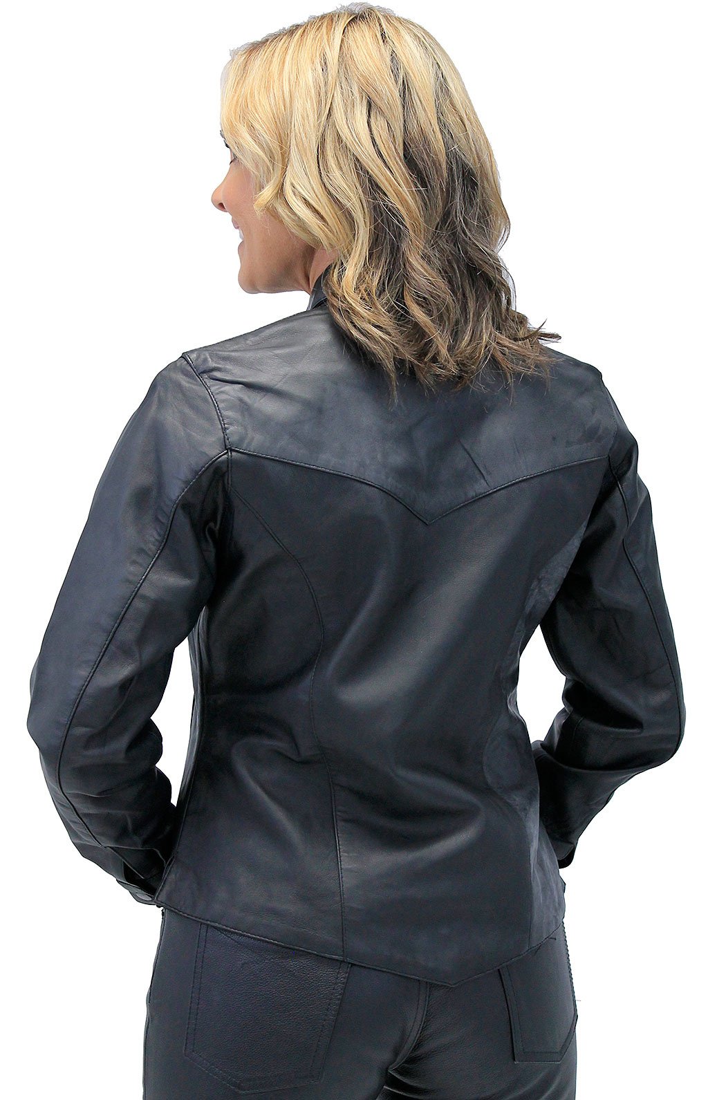 Frontier Black Leather Shirt for Women #LS43K (XS-M)