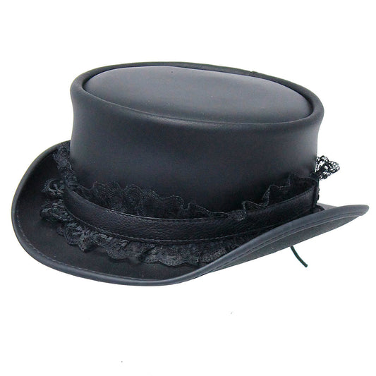 Black Leather and Lace Hatband #HB-LACEK