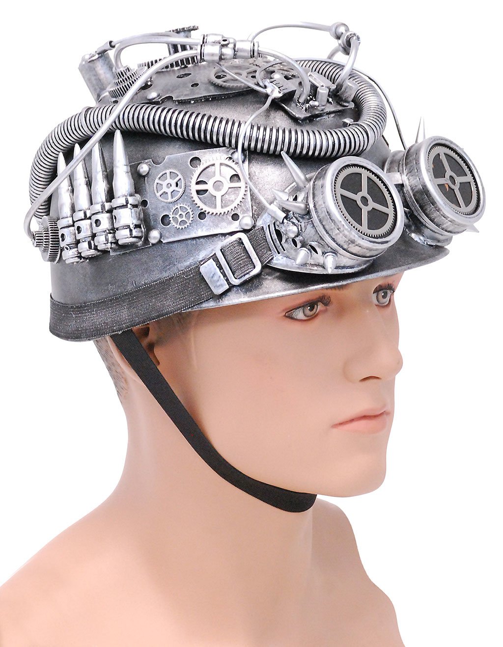 Silver Steampunk Helmet w/Goggles & More #H39419XSIL