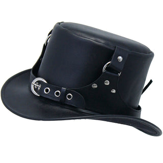 Steampunk Buckled Leather Tophat #H2204BUK