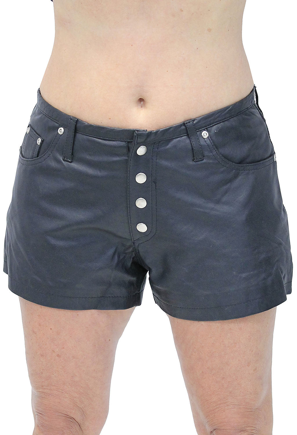 Ladies Snap Front Leather Pocket Shorts #SH31100SK