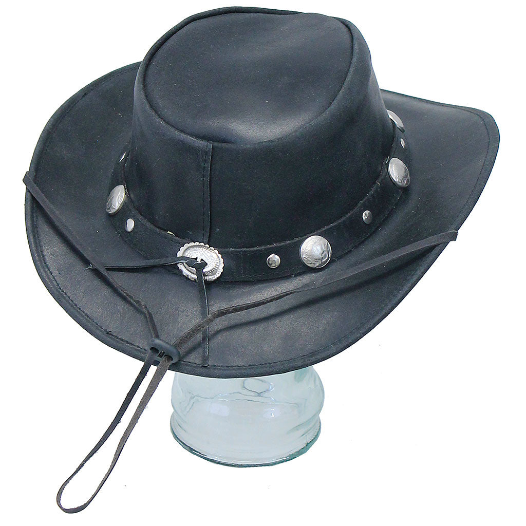 Black Cowboy Hat with Buffalo Nickel Hatband #H1040BUFK