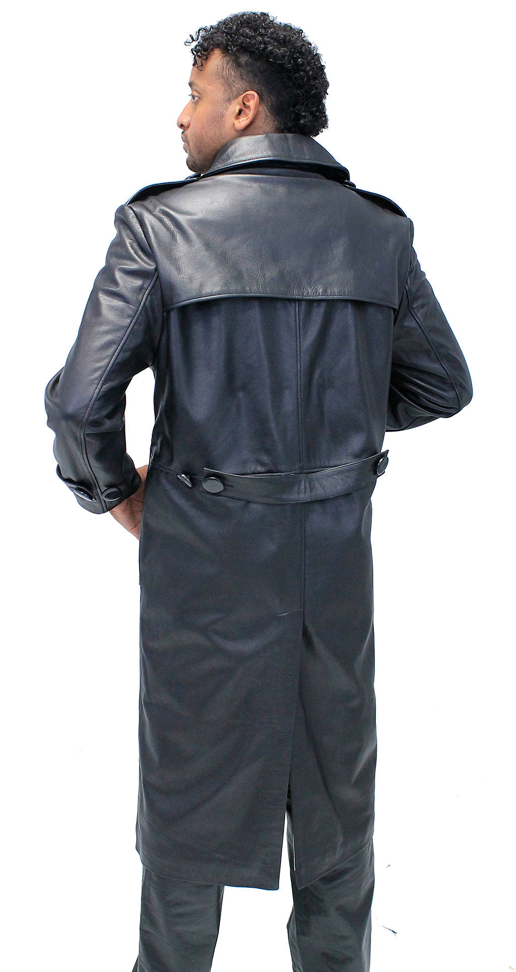 Jamin Leather Trench in Premium Black Cow #M2202K