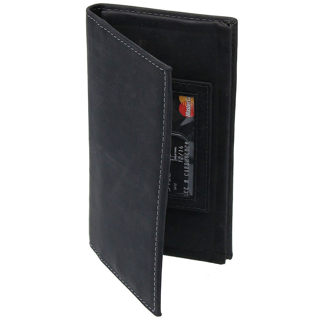 Charcoal Vintage Long Leather RFID Wallet Checkbook #W513520KID