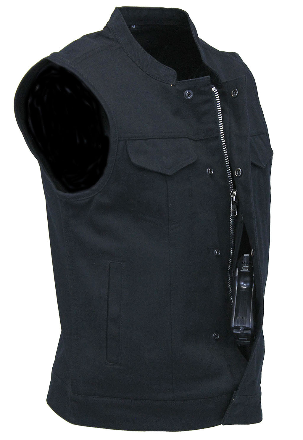 Men's Heavy Denim Black Club Vest w/Easy Access #VMC629GZK