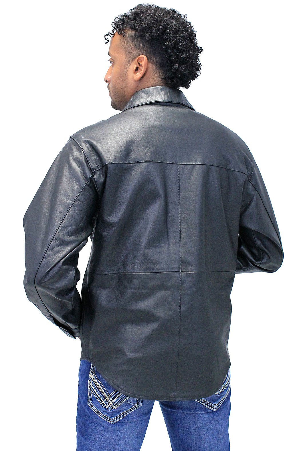 Men's Lambskin Leather Shirt #MS641L