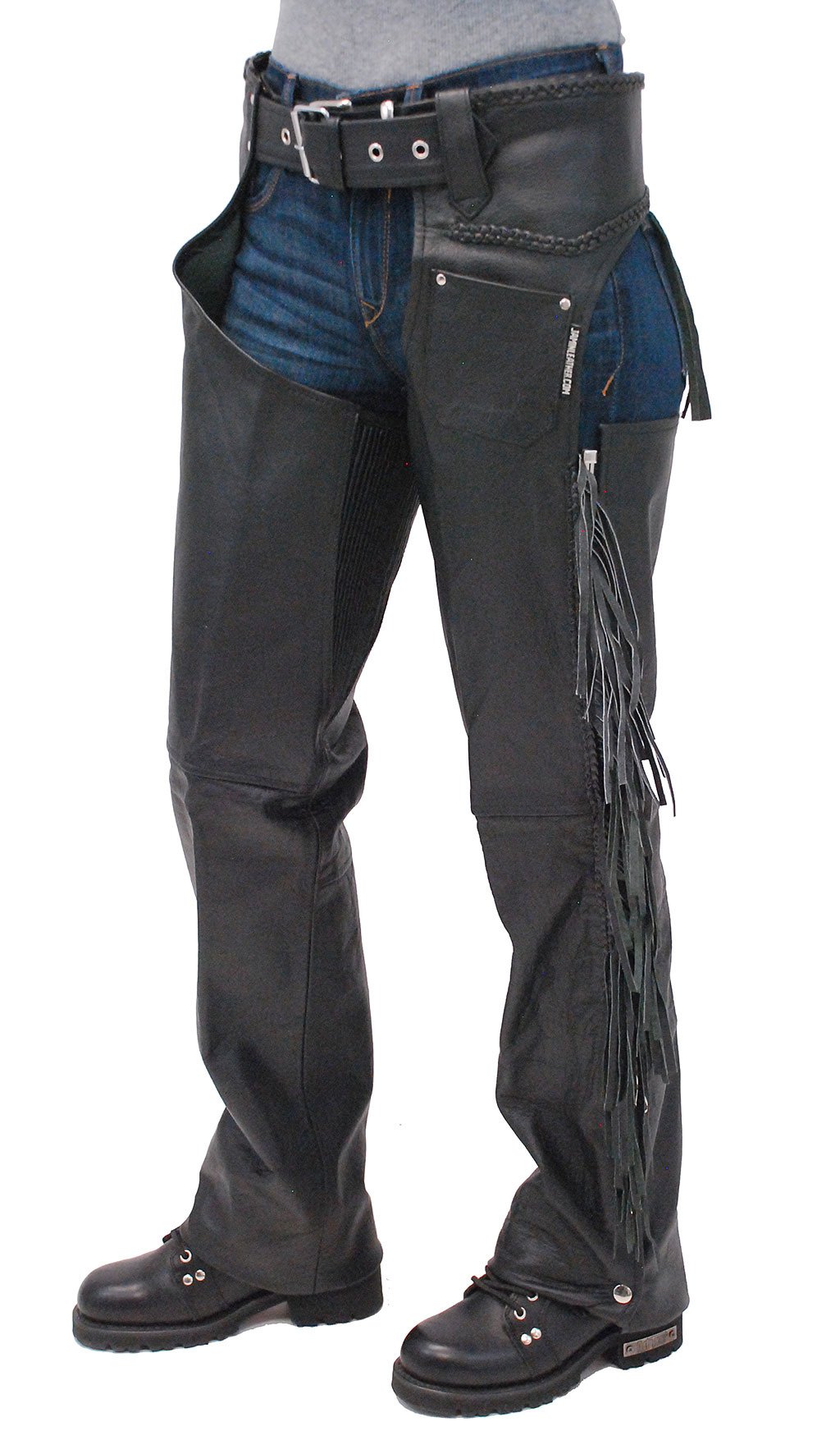 Rear Fringed Western Chaps w/Elastic Thigh #C1116EF (2X-4X)