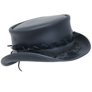 Black Leather and Lace Hatband #HB-LACEK