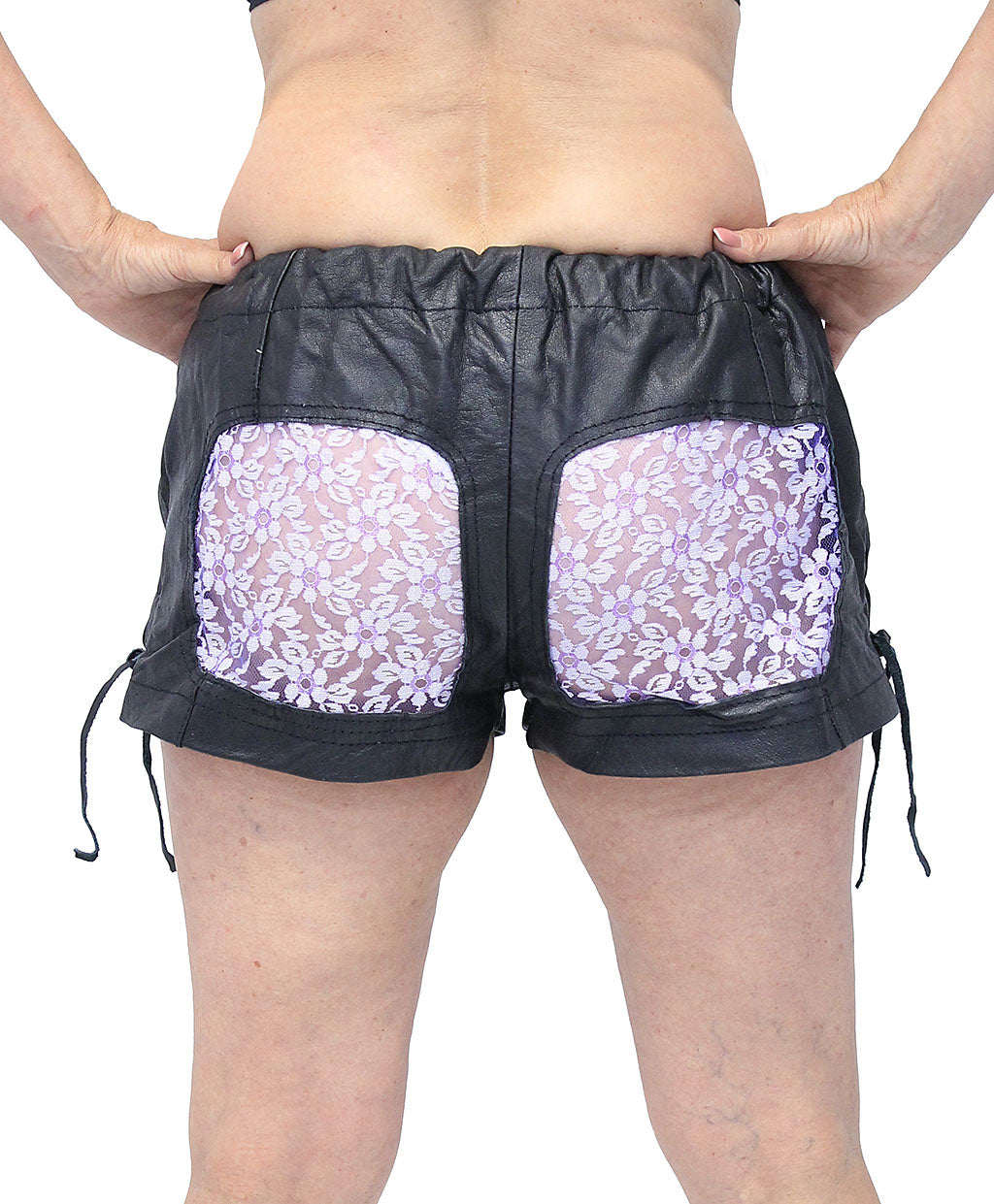 Purple Lace Butt Leather Boxer Shorts #SH0014LSPU