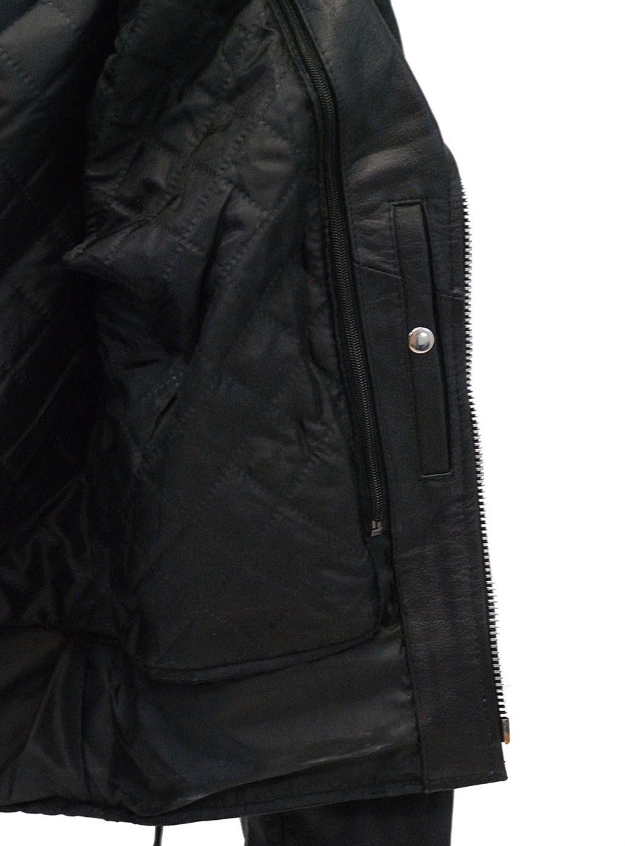 Premium Classic Side Lace Leather Motorcycle Jacket #M15L