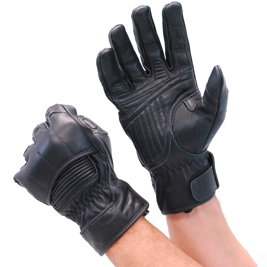 Women's Black Leather Padded Riding Gloves w/Cell Phone Fingertips #G81690K