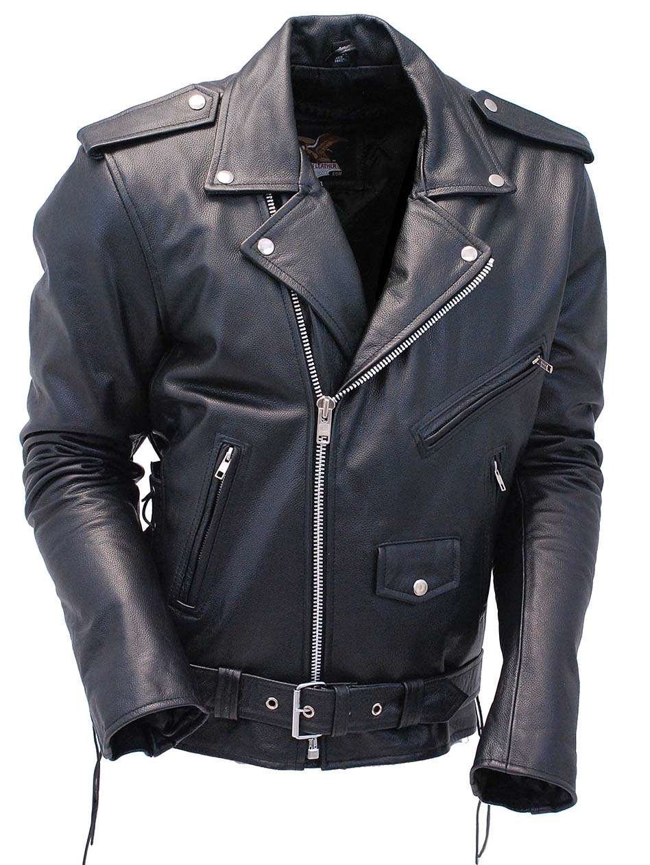 Premium Classic Side Lace Leather Motorcycle Jacket #M15L