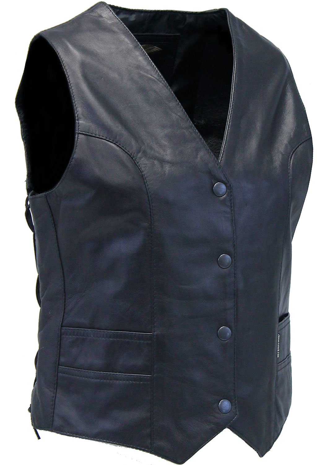 Women's Long Side Lace Lambskin Leather Vest #VL556NLK 