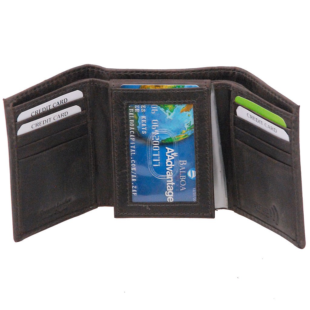 Men's Vintage Black Flip Up 17 Pocket Trifold RFID Wallet #WM13150KID