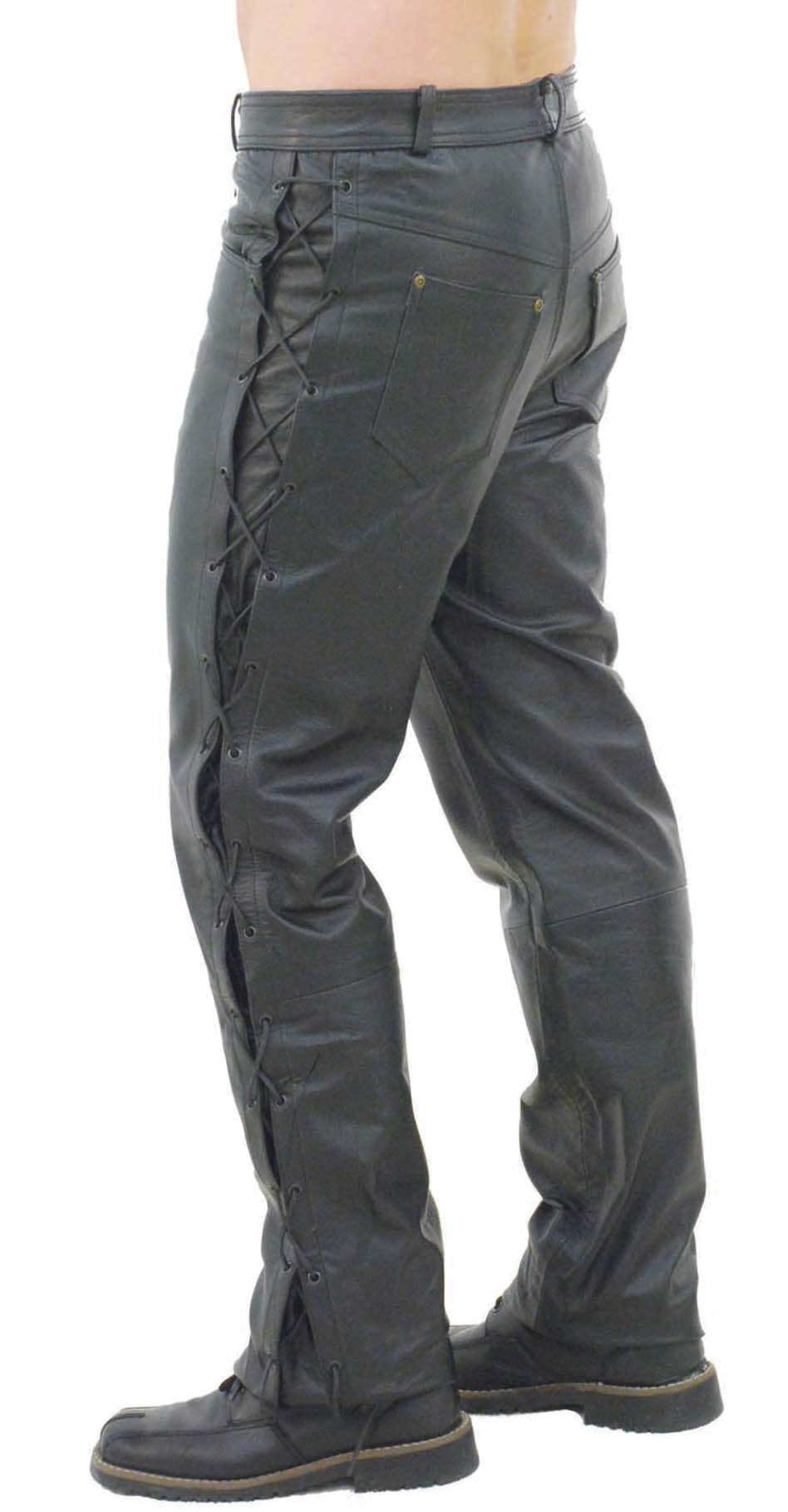 Men's Leather Pants w/Side Lacing #MP751L