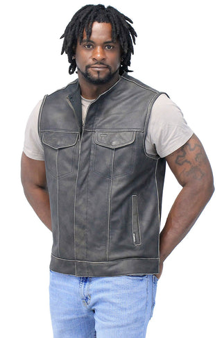 Collarless Vintage Club Vest w/Concealed Pockets #VMA74101GN (M-2X)