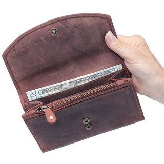 RFID Dark Red Oil Tanned Premium Leather Clutch Wallet #WL16340RID