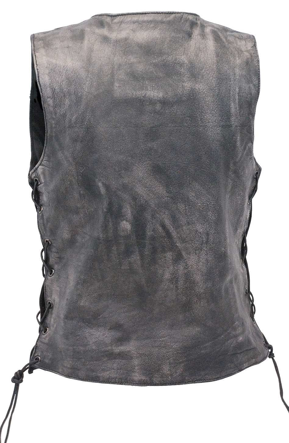 Women's Vintage Gray Concealed Pocket Side Lace Vest #VLA6872LGY