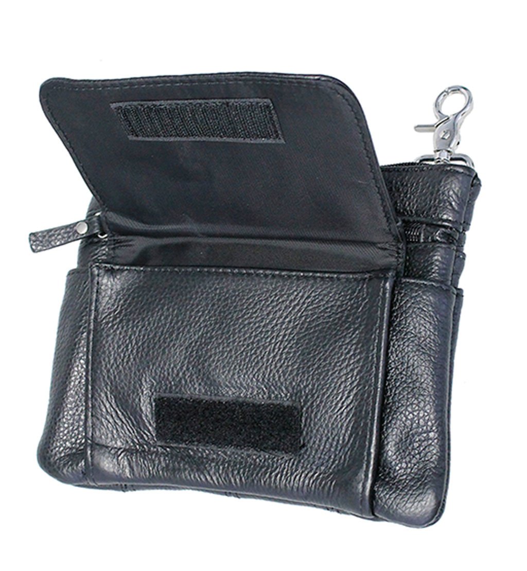 X-Large Black Leather Double Clip Pouch Hip Clip Bag #PKK30975XK