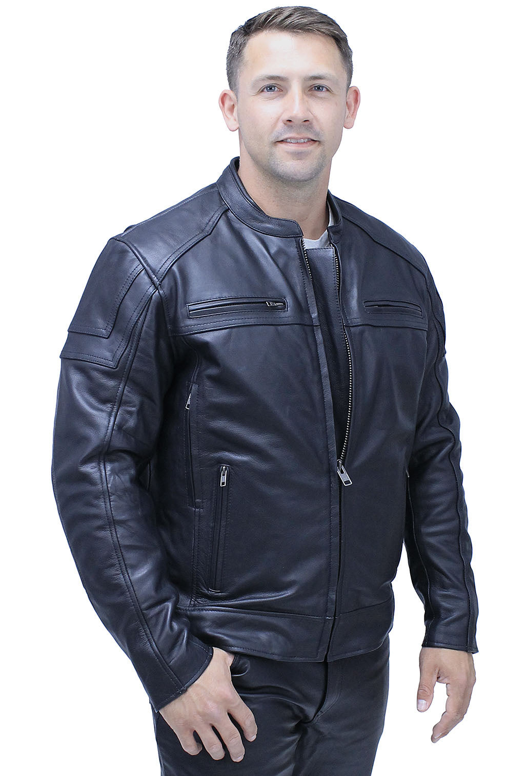 Ultra Premium Cowhide Leather Vented Café Racer Jacket #M69440GVZK