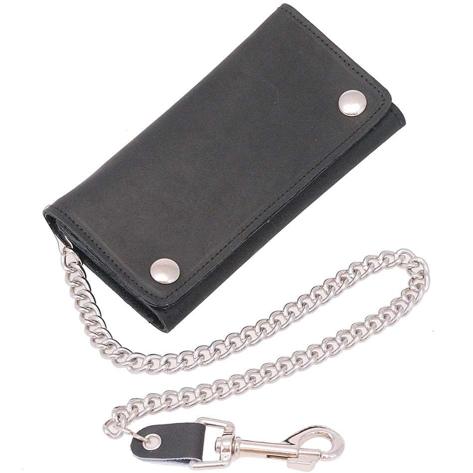 Black Extra Long 16 Compartment Tri-fold Chain Wallet #WC3390K