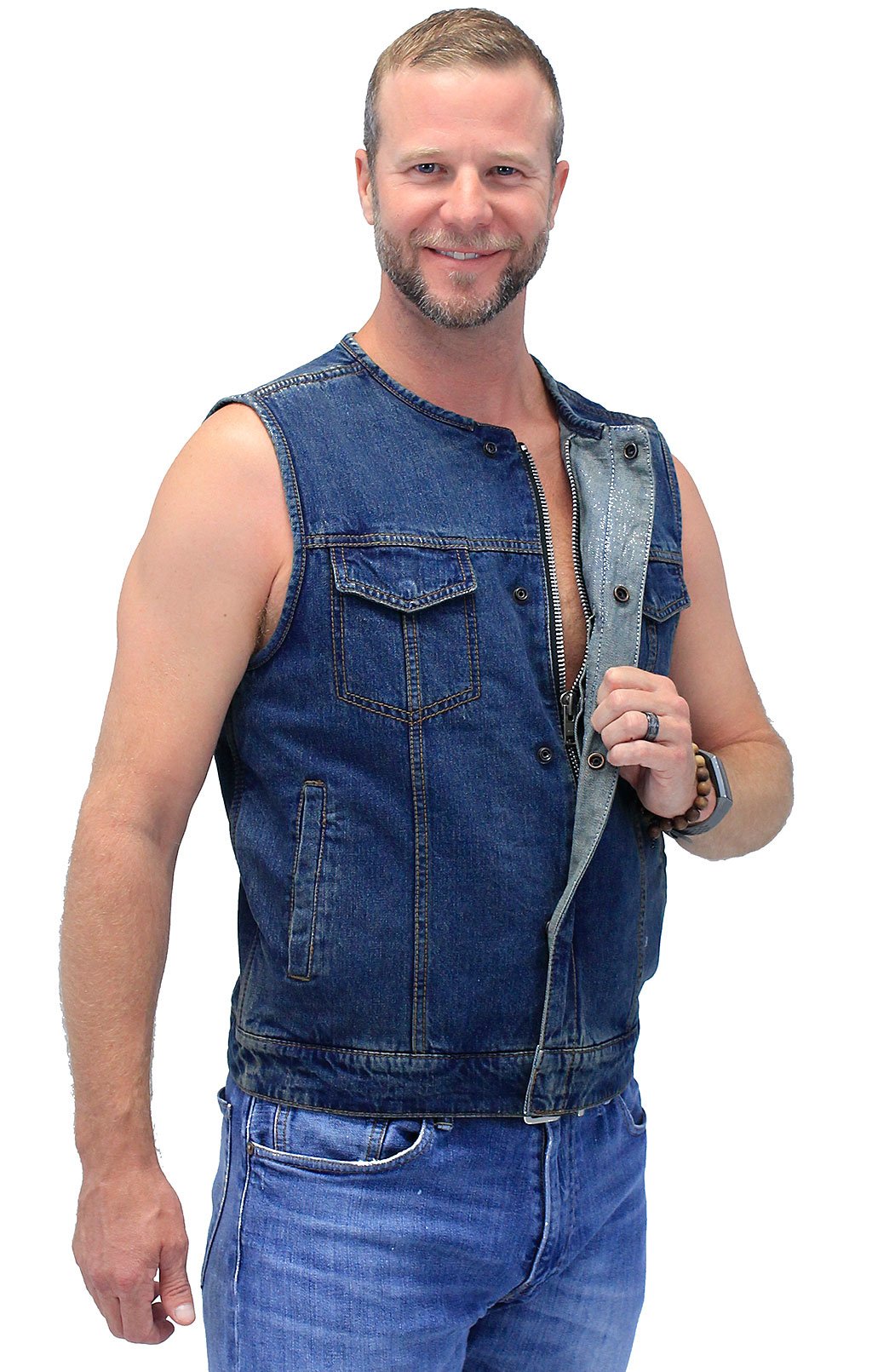 Blue Denim Club Vest w/Easy Access Pocket #VMC624GU