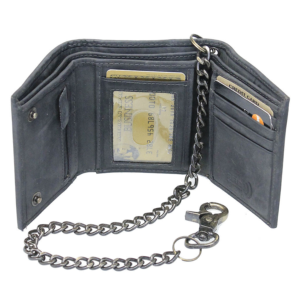 Vintage Black RFID Trifold Chain Wallet #WC513210KID