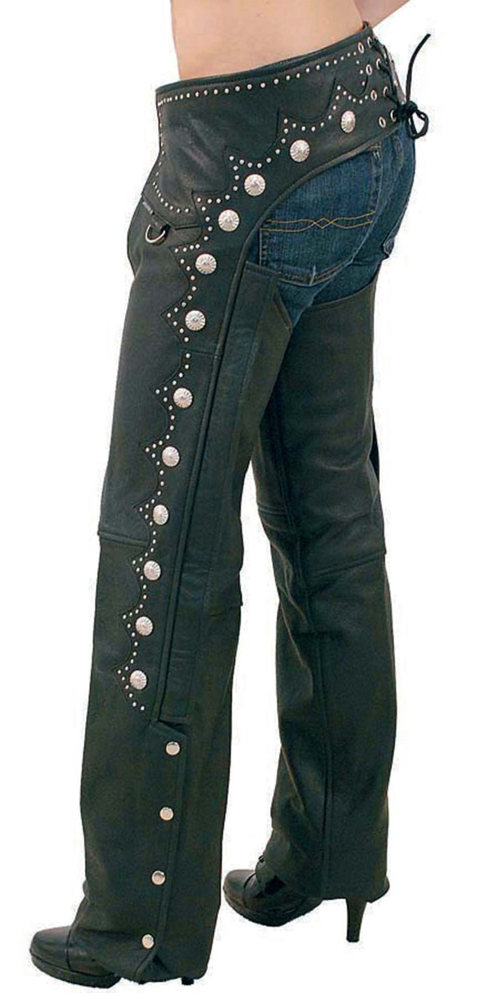 Ultra Premium Leather Western Chaps w/Scallop Trim #C5076SK (3X-5X)