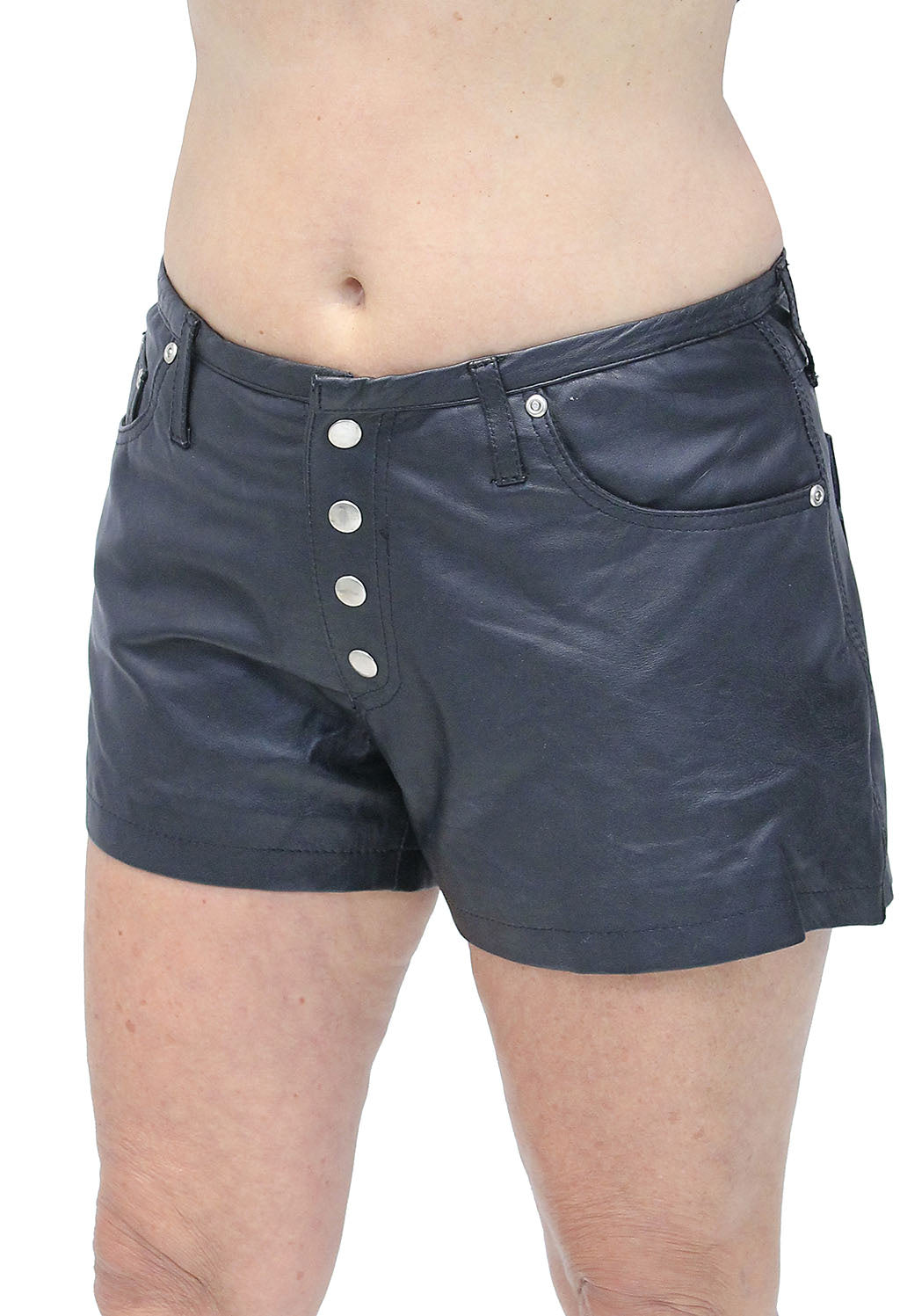 Ladies Snap Front Leather Pocket Shorts #SH31100SK