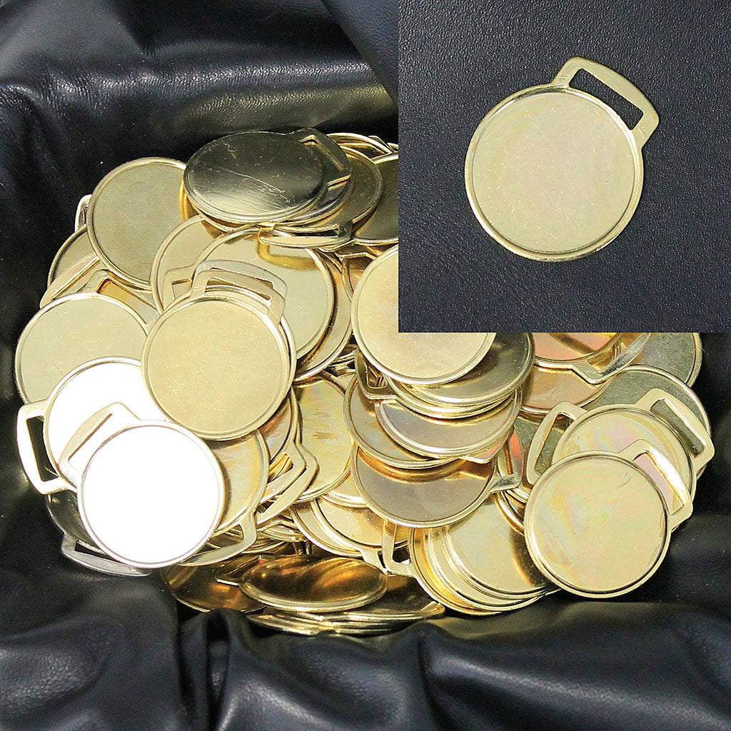 75 pcs 1.25" Gold Engravable Metal Disk / Charm / Fob #ZPLATE00G