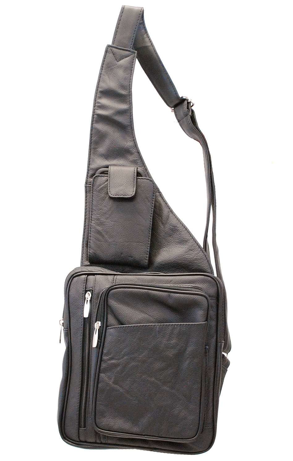 Heavy Duty Large Size Leather Sling Bag w/Cell Pocket #P0011XK