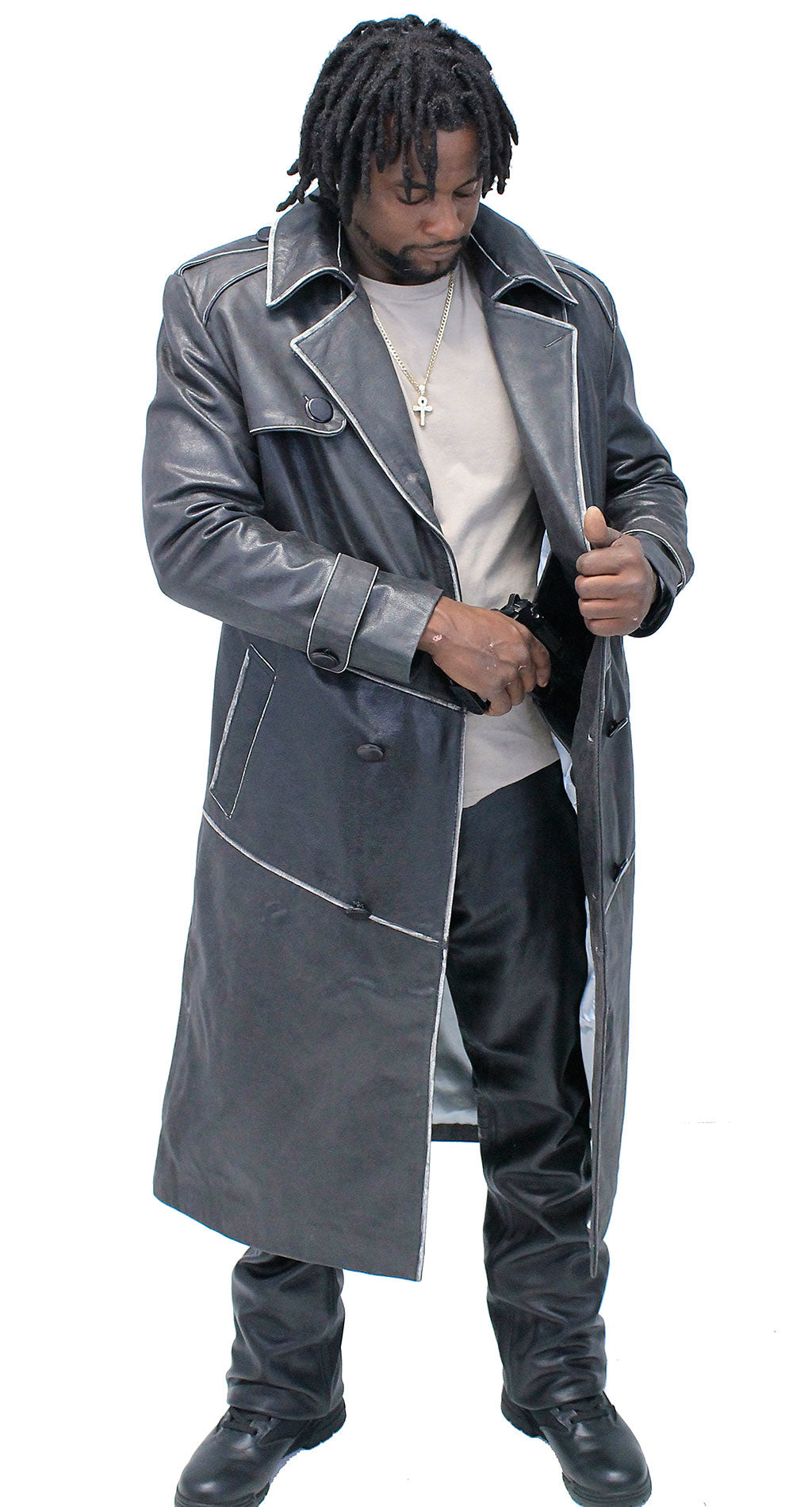 Vintage Cowhide Jamin Leather Trench Coat #MA2203D