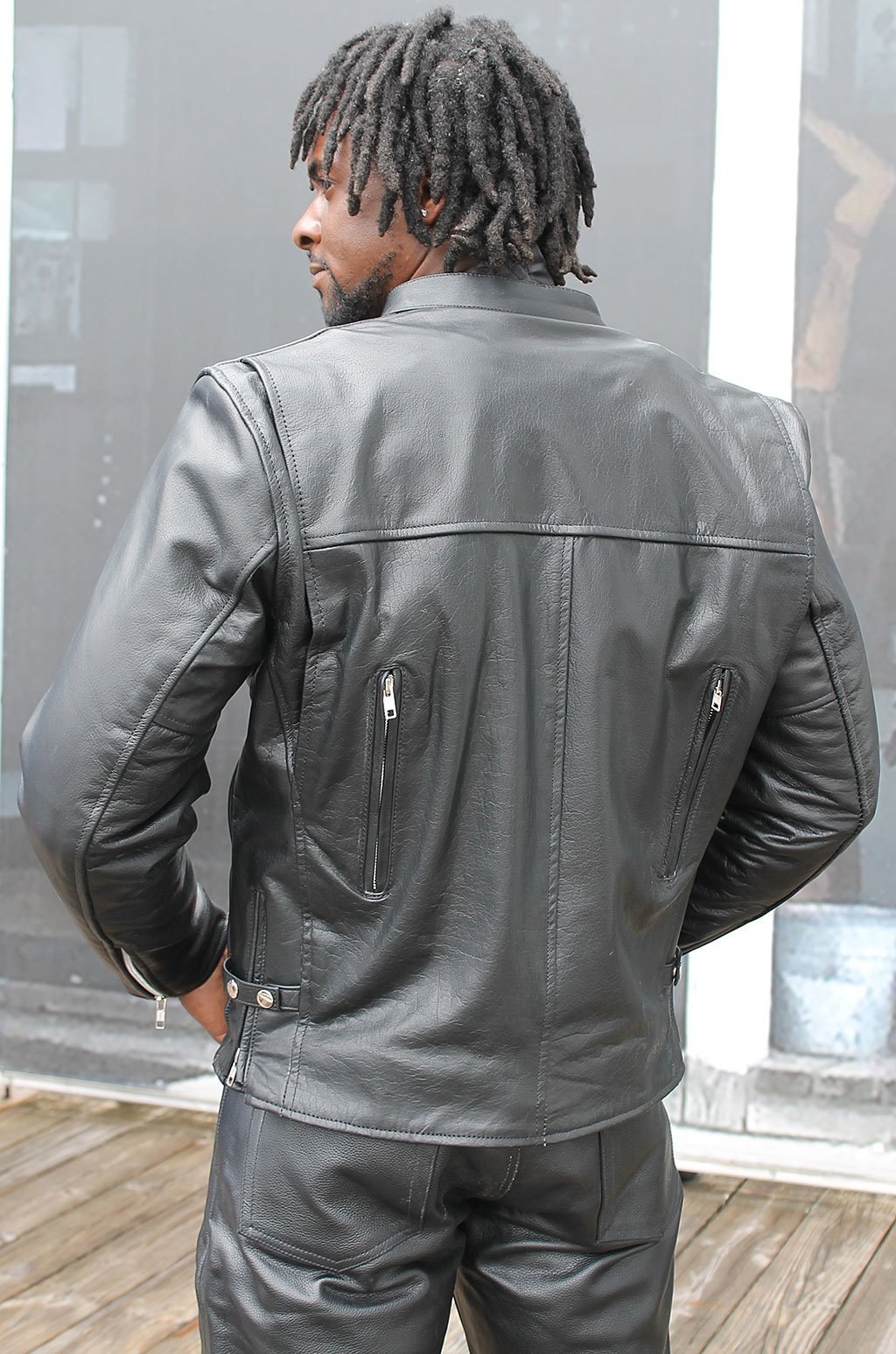 Vented Cafe' Racer Concealed Pocket Leather Jacket #M5020VZK