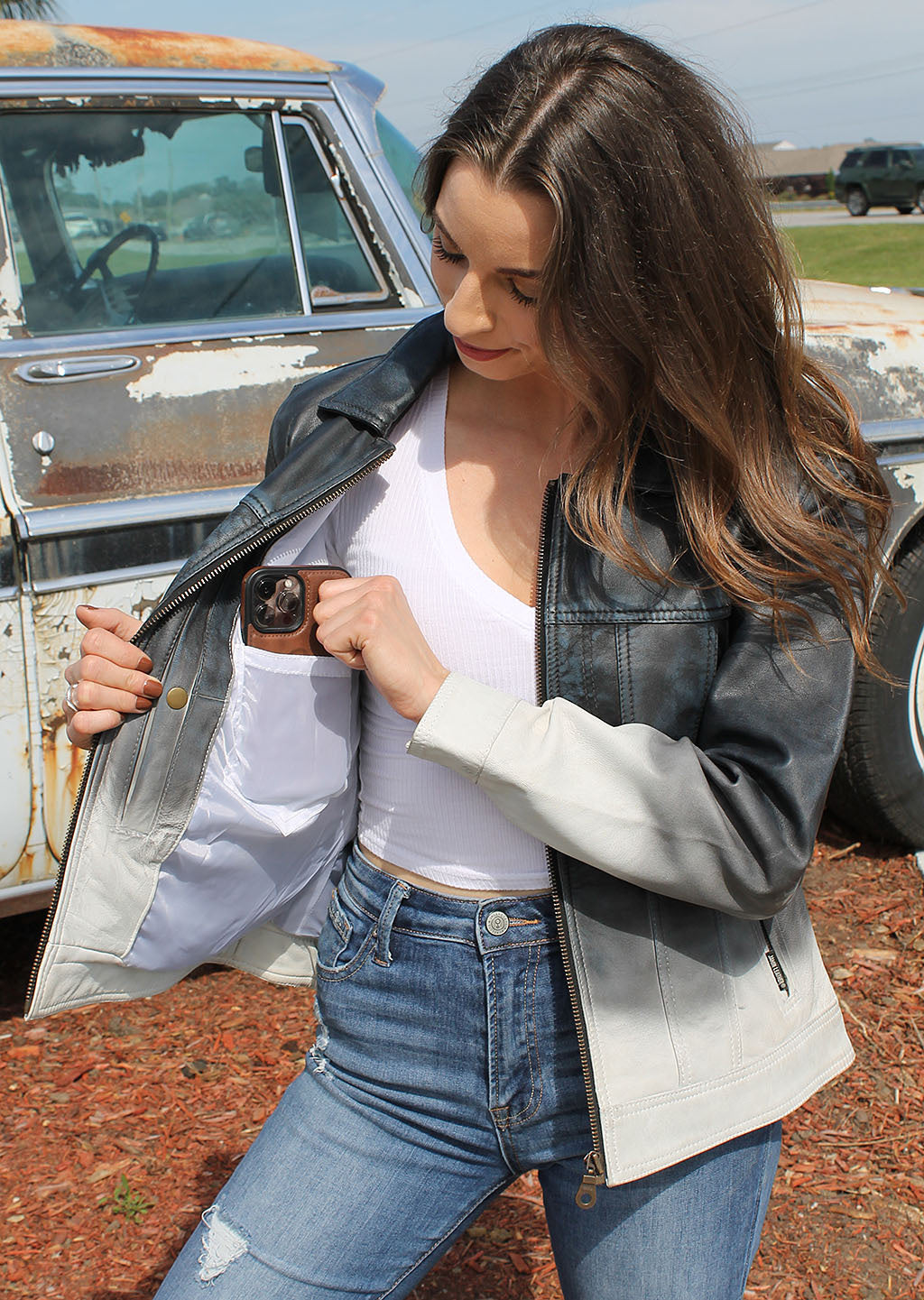 Ombre Blue/White Jean Jacket CCW Pocket  #LA3822GUW