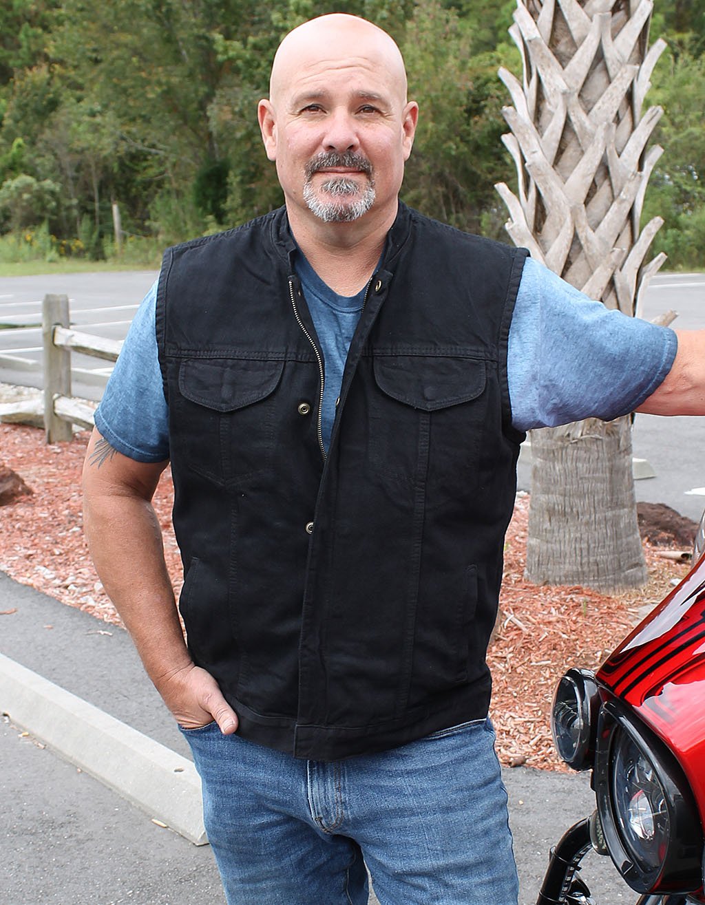 Jean Vest Denim Motorcycle Vest With Gun Pocket Black Denim