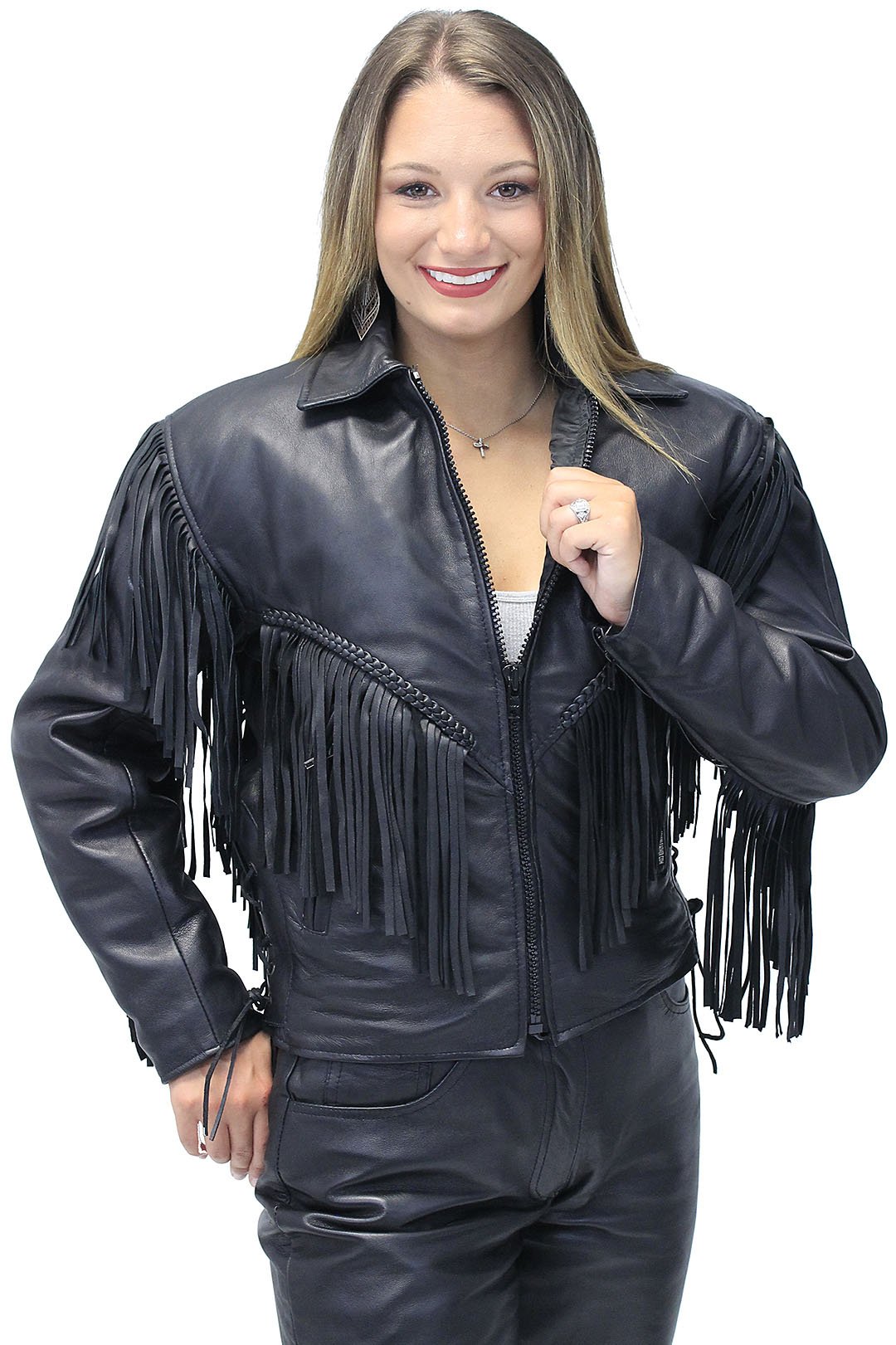 All Leather Fringe 2024 Riding Vest Size M Women's Biker Look