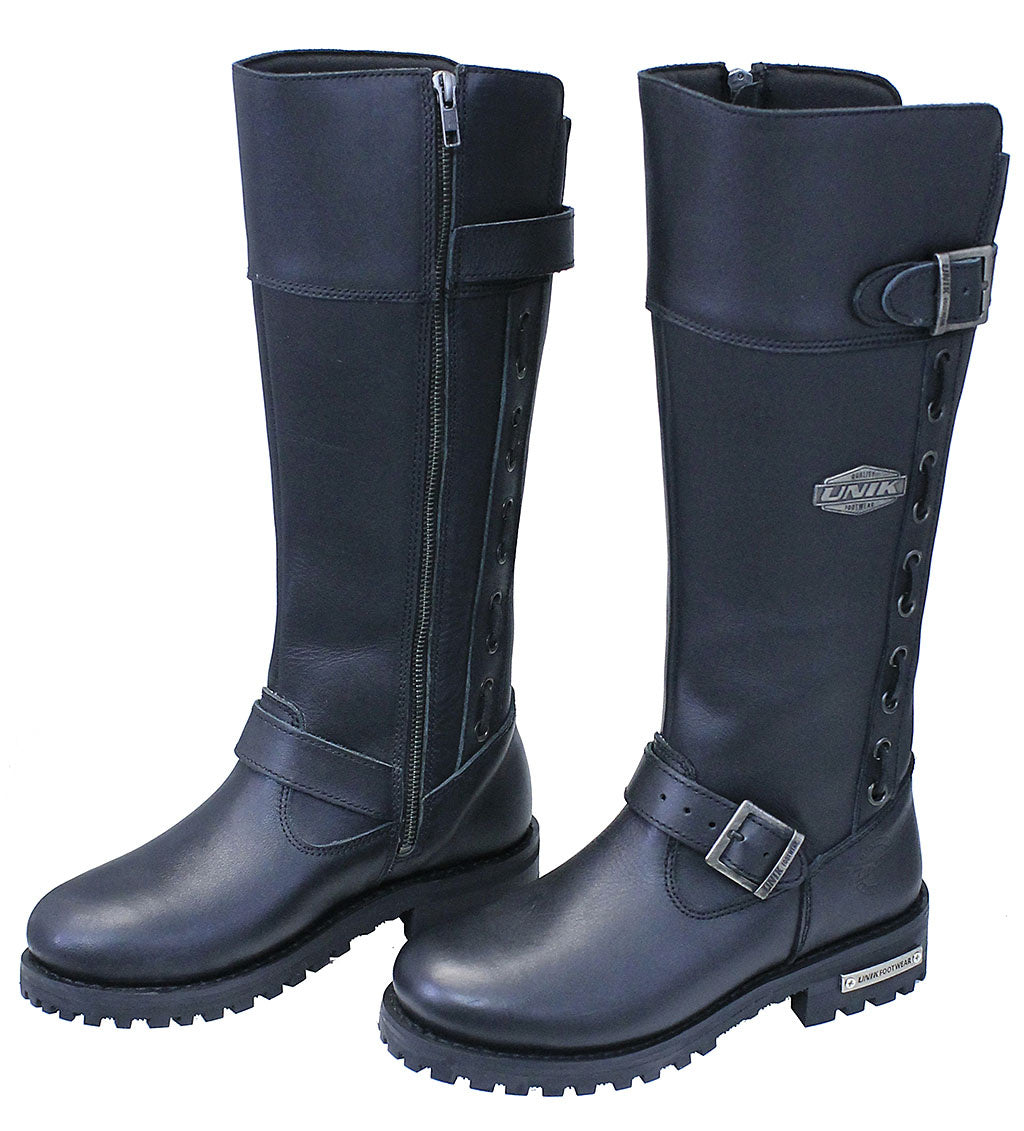 Women's Knee High Motorcycle Engineer Boots w/Zipper #BL12006EZK