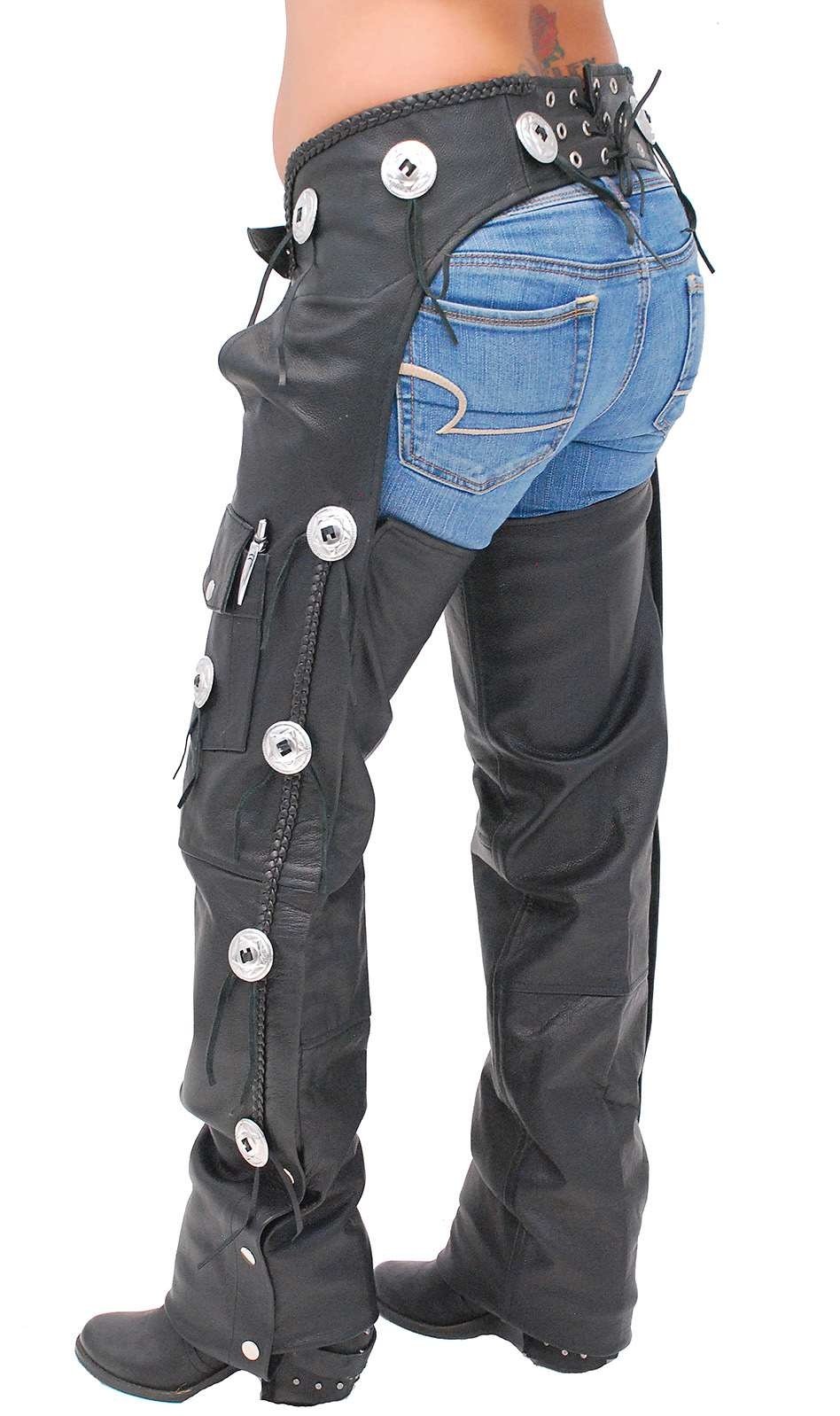 Western Leather Chaps w/Conchos #C011CC (XS-4X)