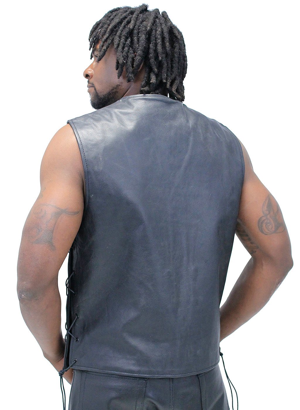 Straight Bottom Leather Club Vest w/Dual Concealed Pockets #VM6650LGK (L-XL)