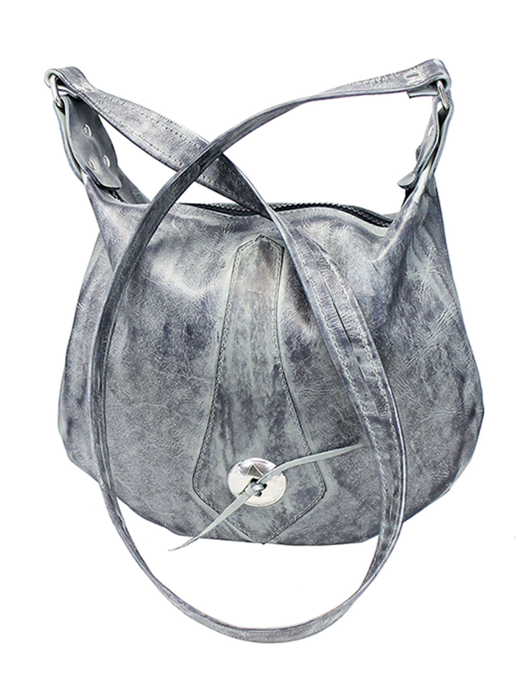 Hand Antiqued Gray Leather Concho Hobo Purse #PA23003CG