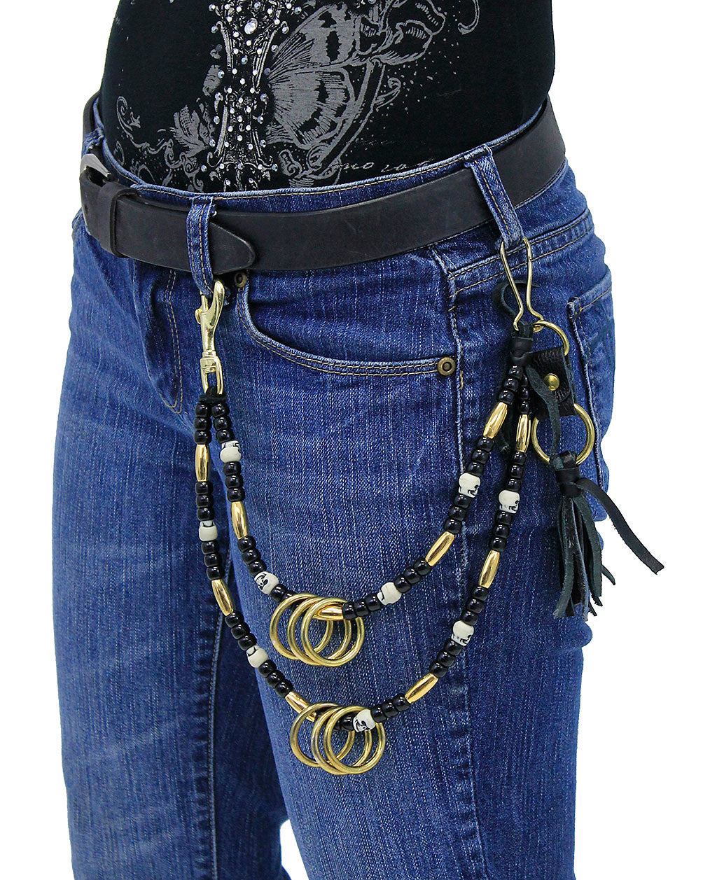 Custom Beaded Double Wallet Chain w/Rings #KK22313R-D