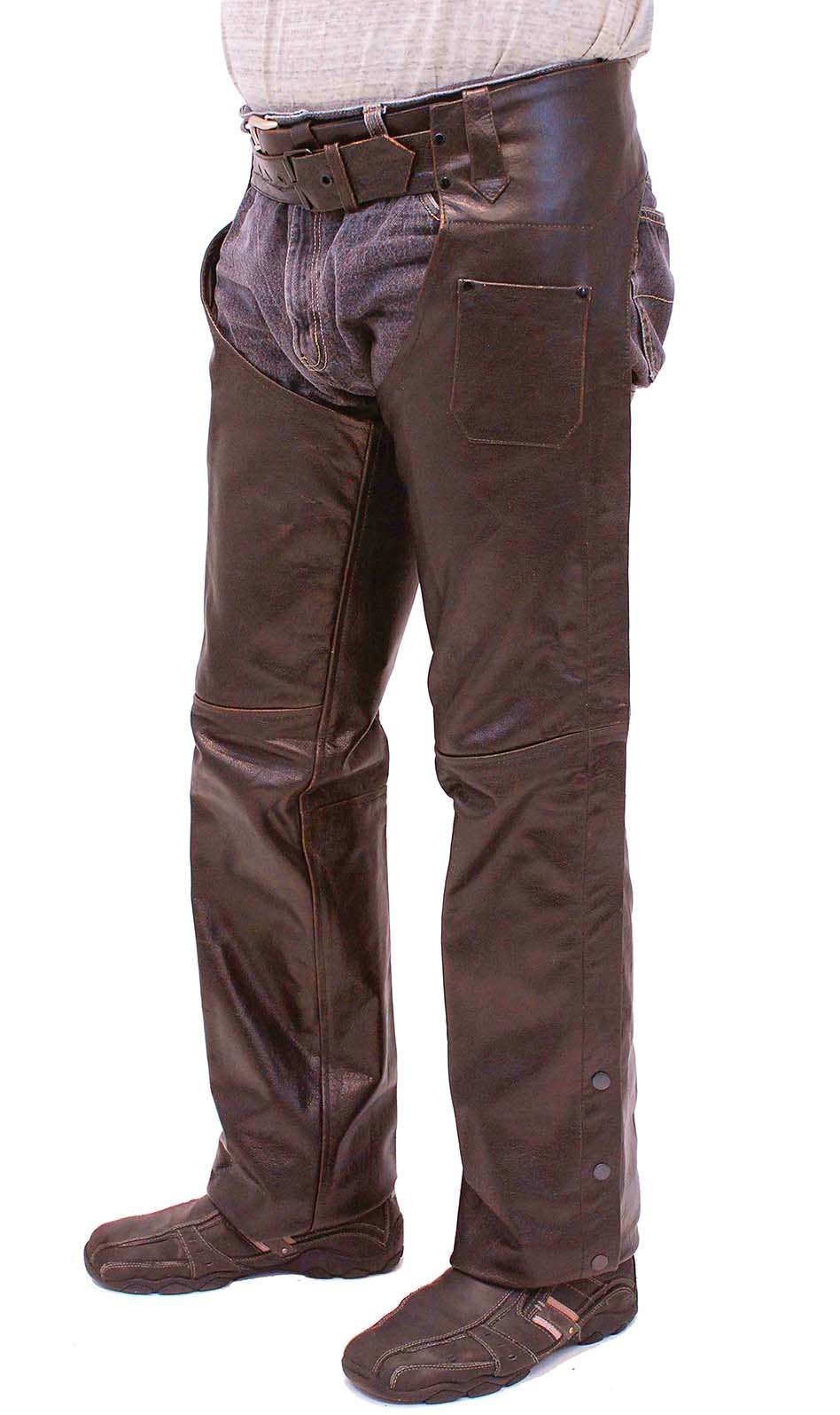 Dark Brown Leather Chaps #C957RN (M-L, 2X-3X)