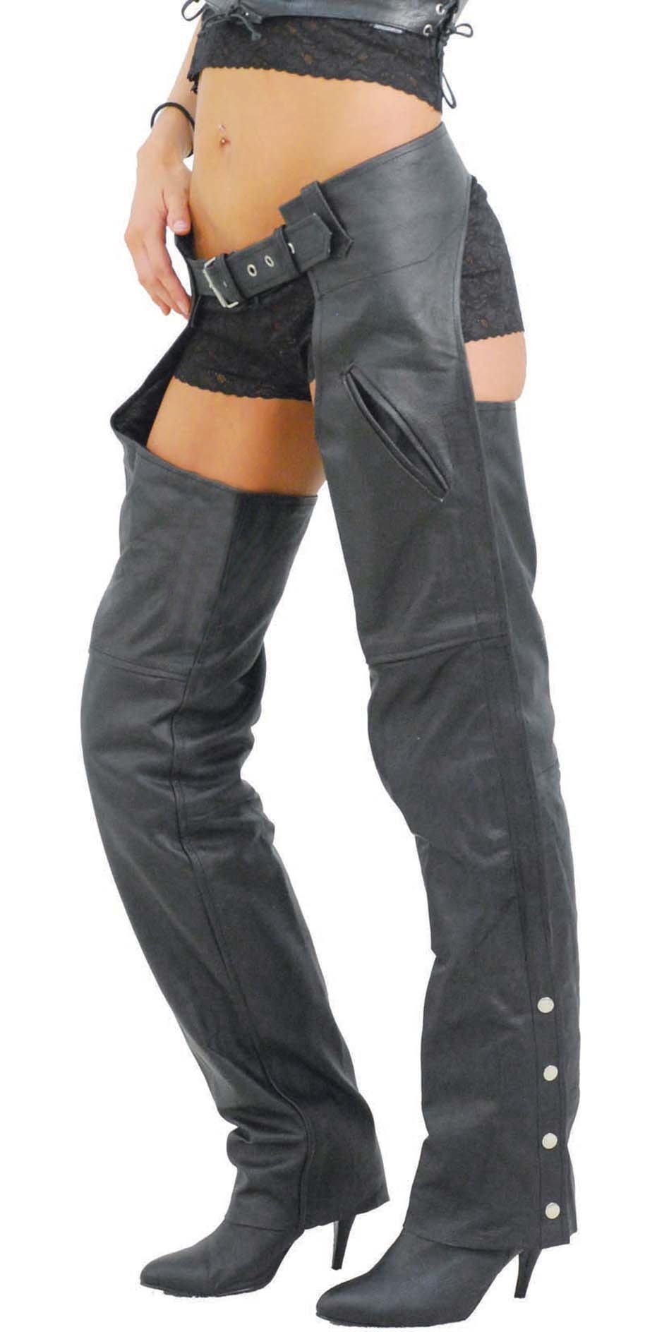 Unisex Leather Motorcycle Pocket Chaps - Special #C2100SP