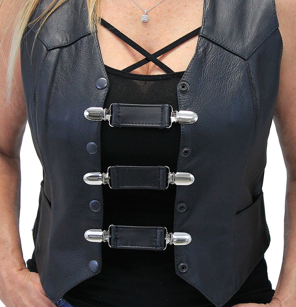 Black Leather Vest Extender with Clips Set of 3 VC2010CK Jamin Leather