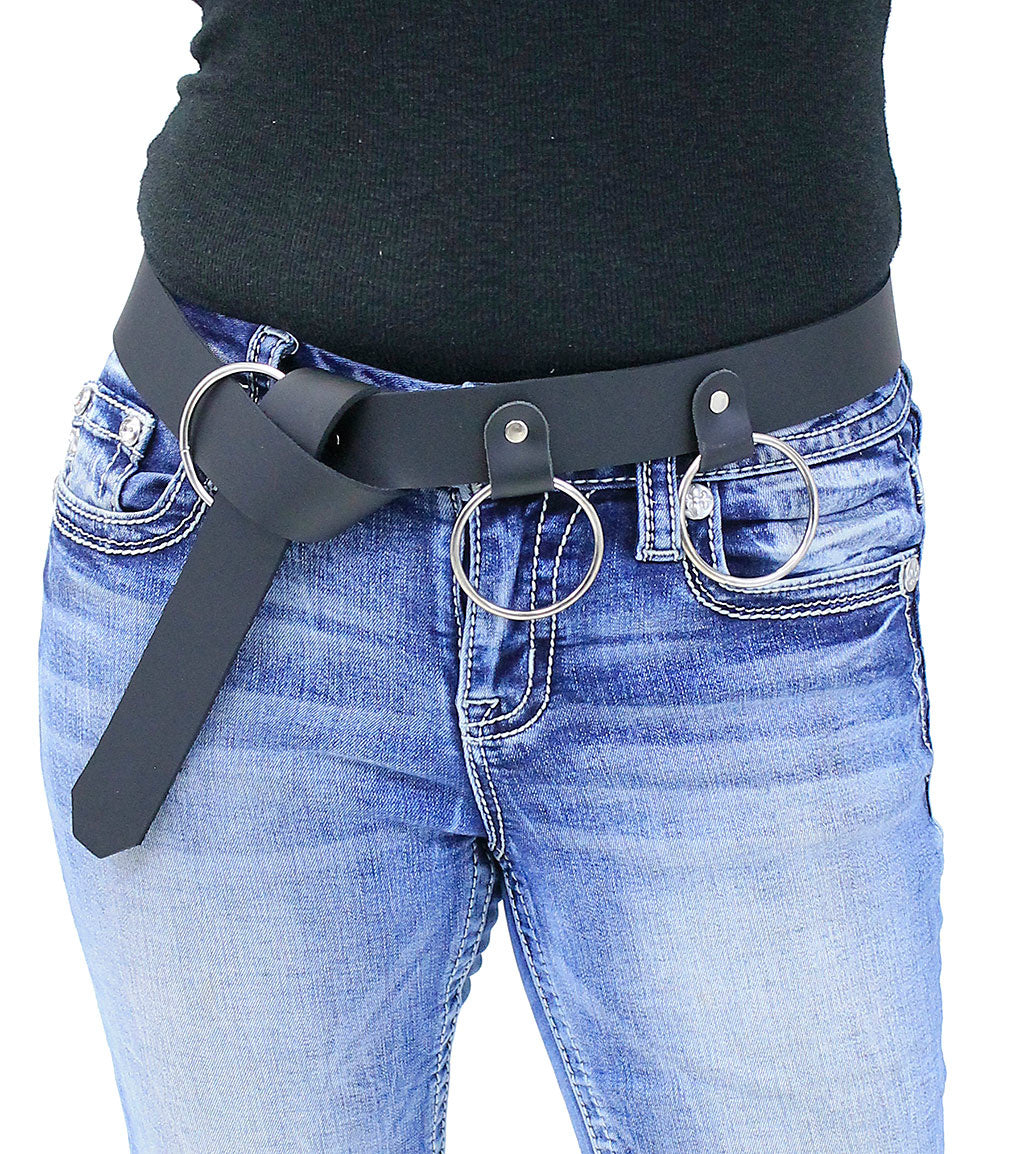 Large O-Ring Black Leather Wrap Belt #BT150SRRK