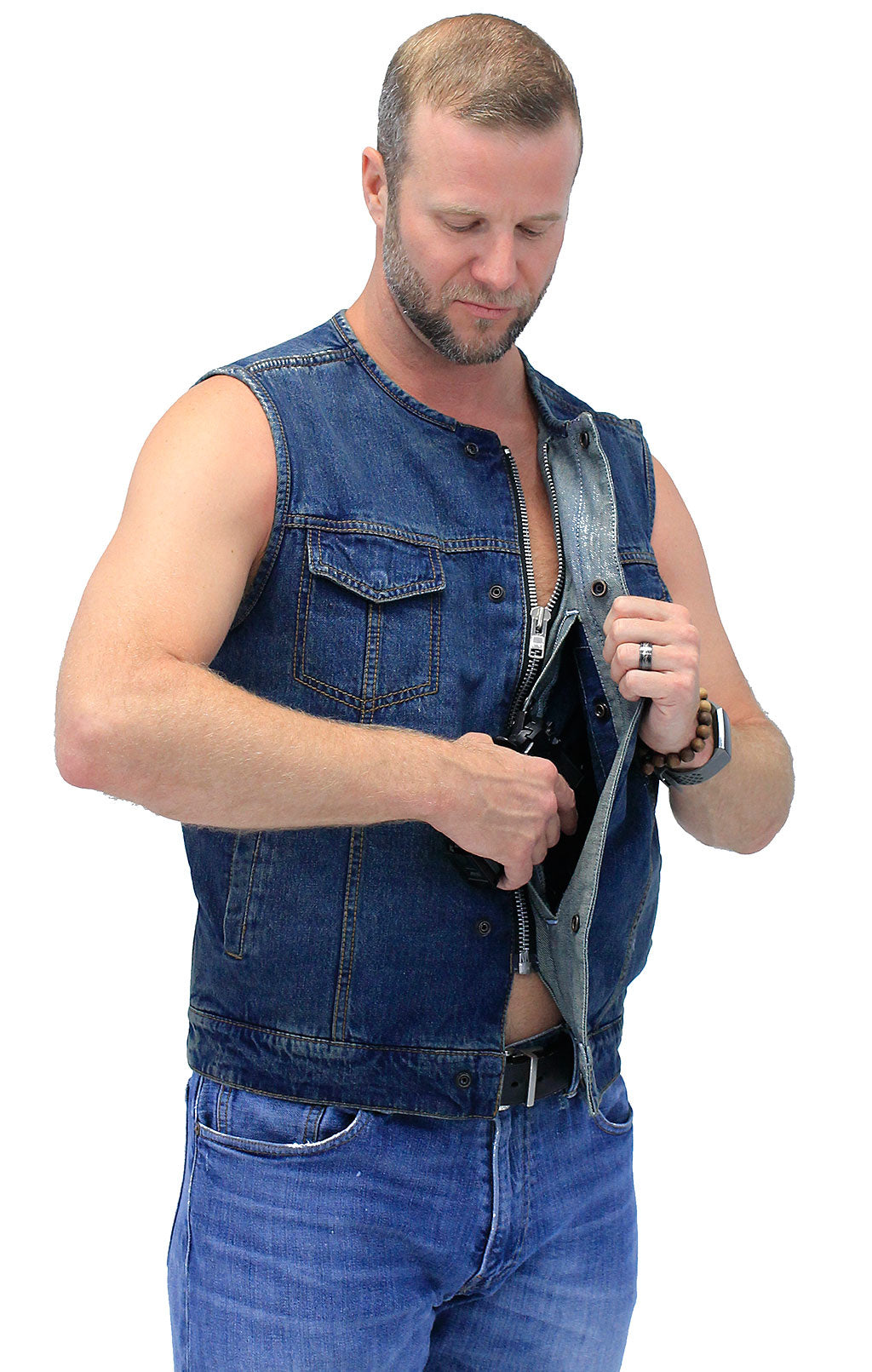 Blue Denim Club Vest w/Easy Access Pocket #VMC624GU