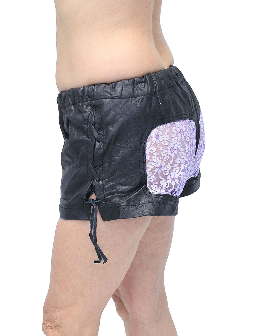 Purple Lace Butt Leather Boxer Shorts #SH0014LSPU