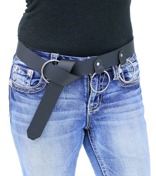 Large O-Ring Black Leather Wrap Belt #BT150SRRK